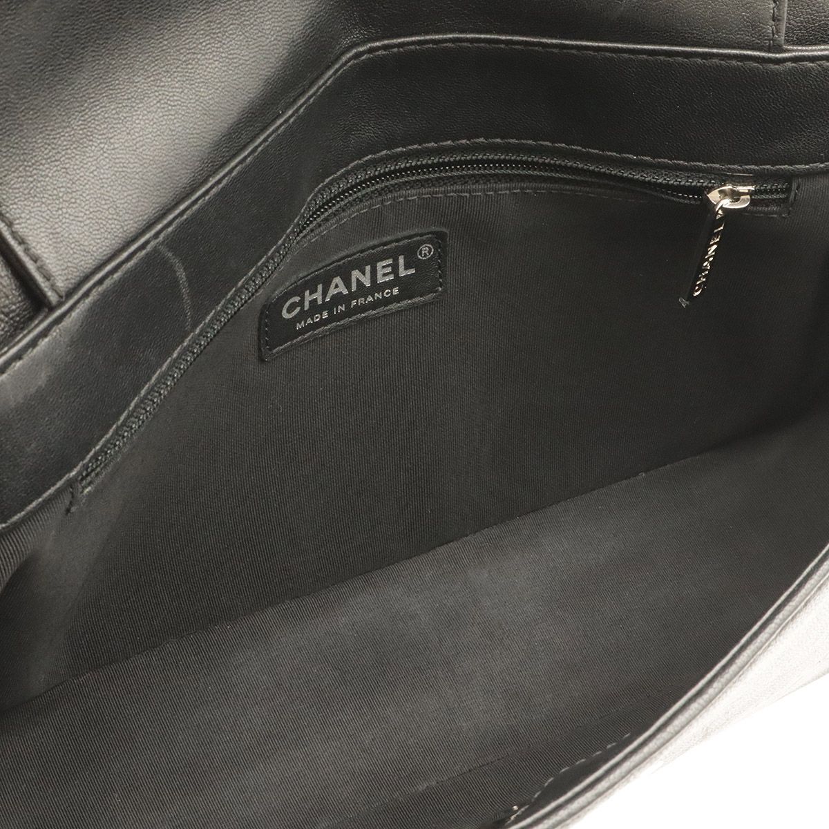 Chanel Mademoiselle Vintage Double Flap Chain Shoulder Bag Leather Black Silver — view 5