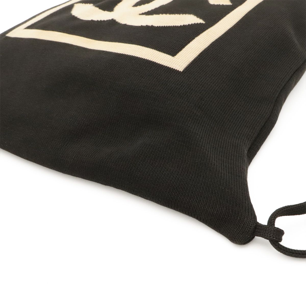 Chanel Sports Line CC Logo Nap Backpack Drawstring Cotton Black Beige — view 3