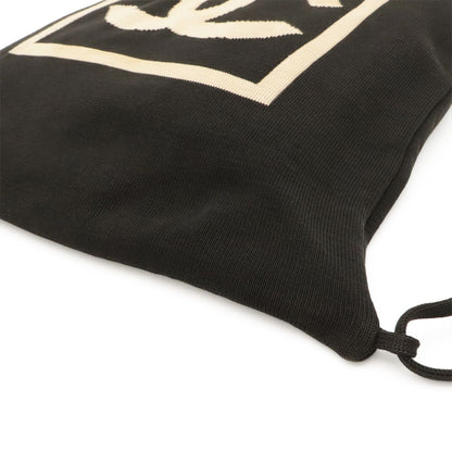 Chanel Sports Line CC Logo Nap Backpack Drawstring Cotton Black Beige — view 3