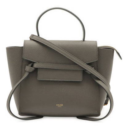 Celine Belt Bag Nano 2-Way Crossbody Leather Gray Gold
