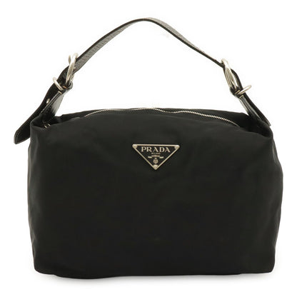 Prada Triangle Logo Shoulder Bag Nylon Leather Nero Black Silver