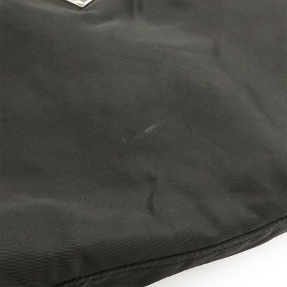Prada Triangle Logo Shoulder Bag Nylon Leather Nero Black Silver — view 4
