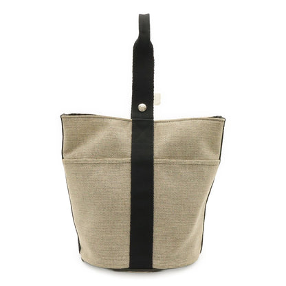 Hermes Saxo MM Handbag Toile Ash Beige Black Silver