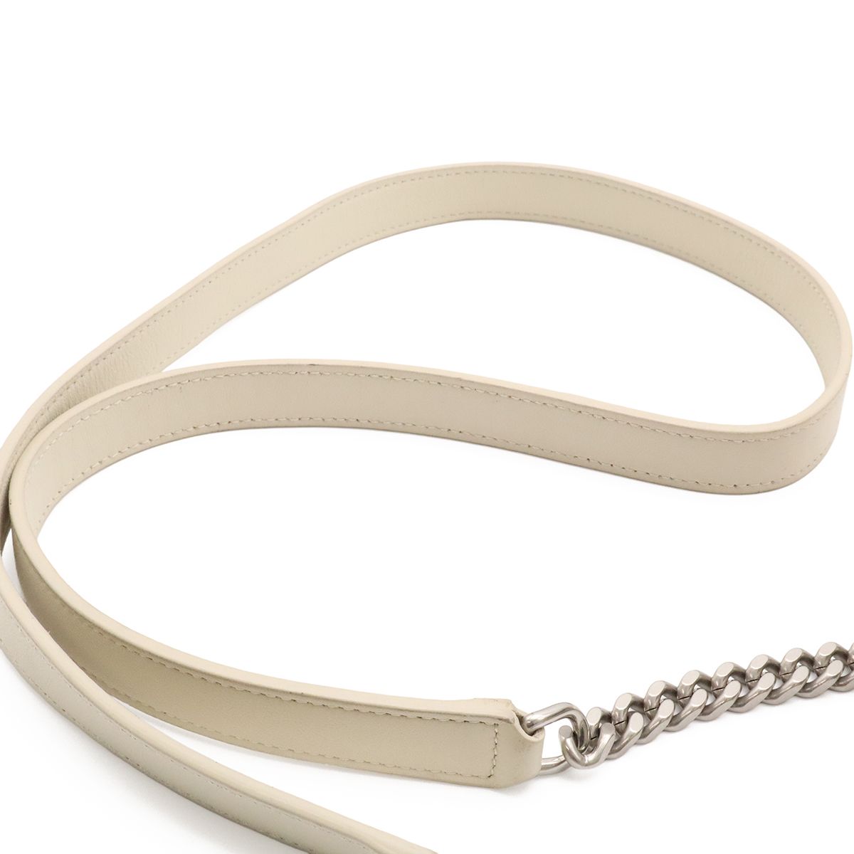 Saint Laurent Paris YSL Teddy Small Chain Shoulder Bag Drawstring Leather Ivory — view 4
