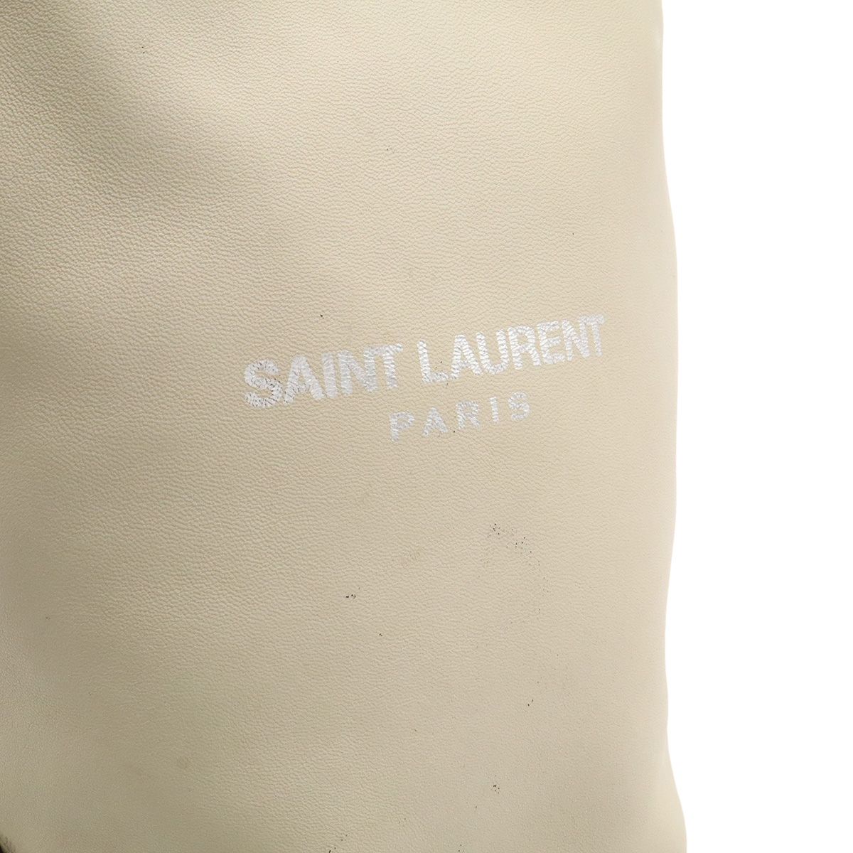 Saint Laurent Paris YSL Teddy Small Chain Shoulder Bag Drawstring Leather Ivory — view 7