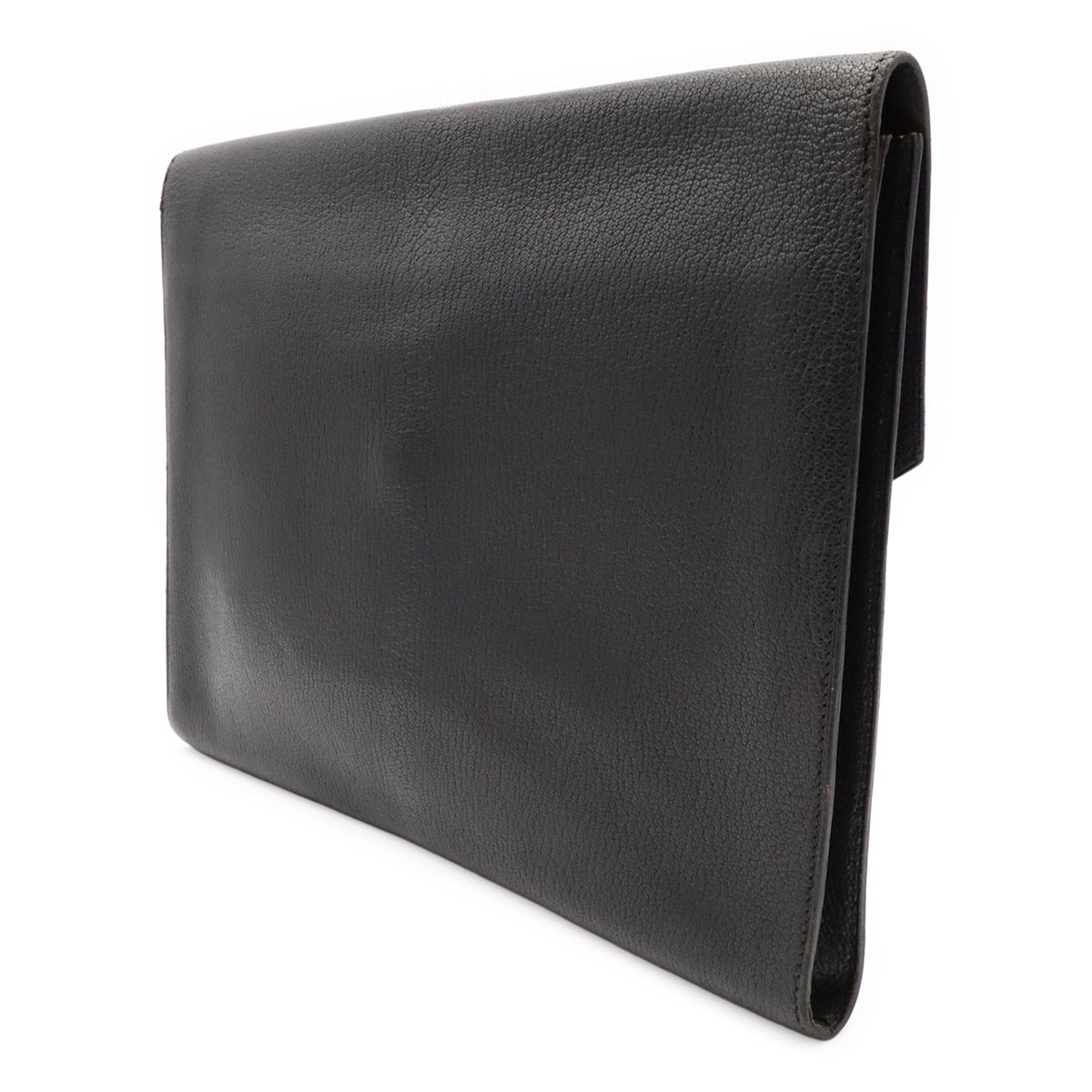 Hermes Pochette Rio Clutch Business Chevre Leather Black Silver — view 2