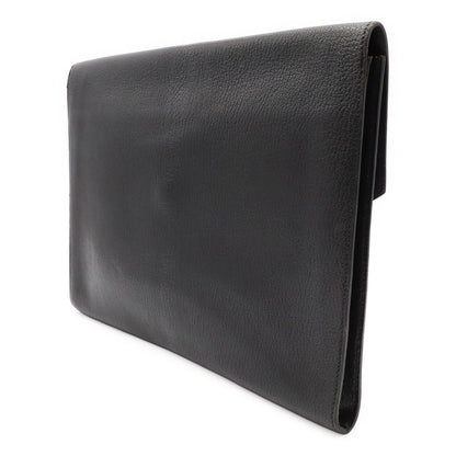 Hermes Pochette Rio Clutch Business Chevre Leather Black Silver — view 2