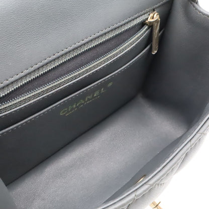 Chanel Quilted CC Logo Mini Flap Chain Shoulder Bag Pochette Leather Gray Gold — view 7