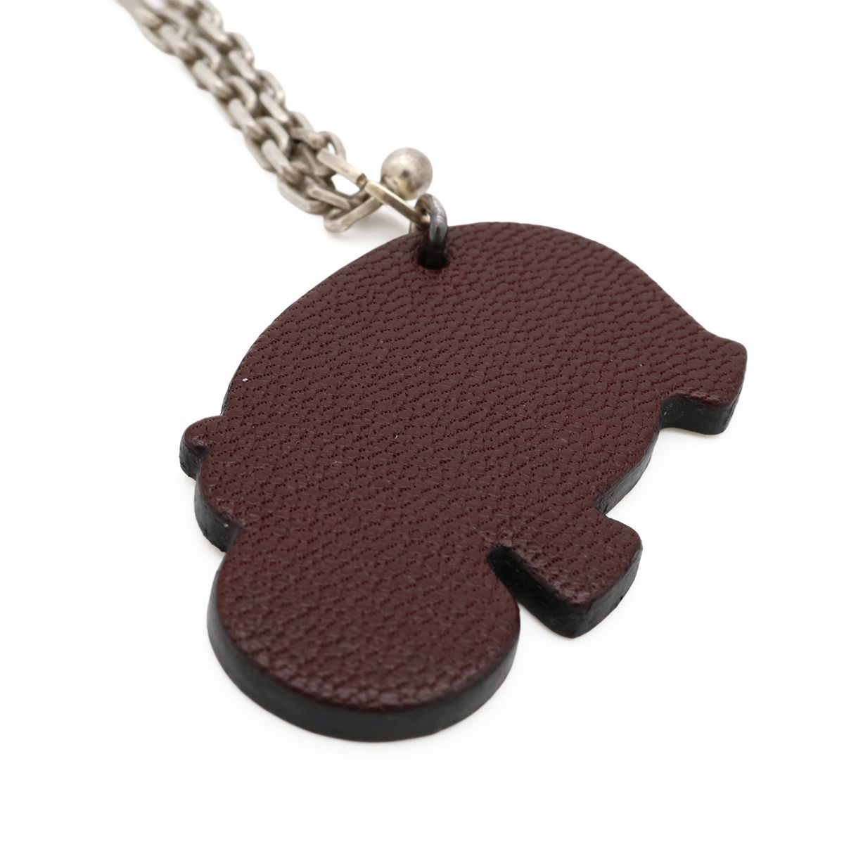 Hermes Bag Charm Key Holder Key Chain Animal Cabas Chevre Leather Brown Green — view 3
