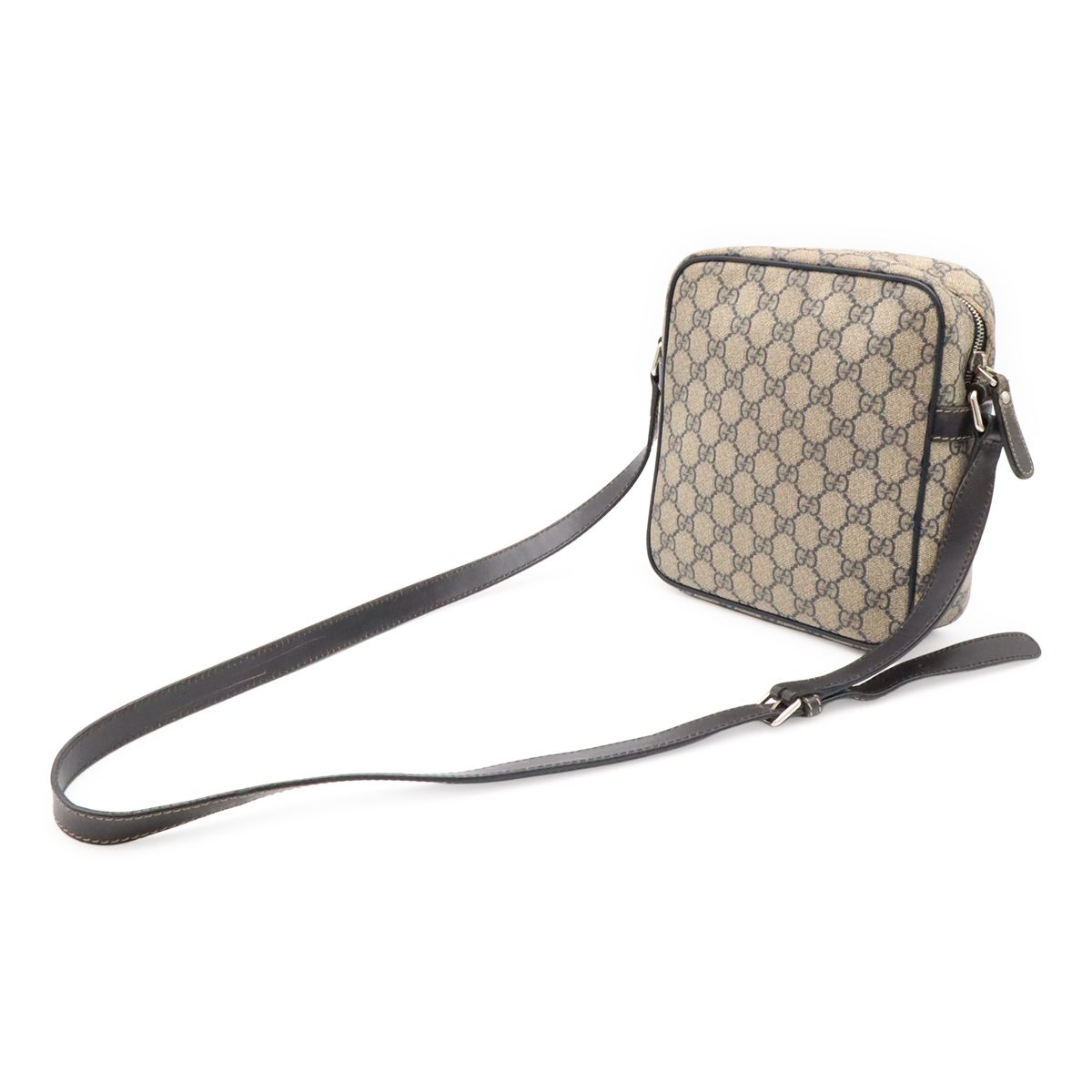 Gucci GG Plus Supreme Shoulder Bag Pochette Crossbody Leather Navy Beige Silver — view 2