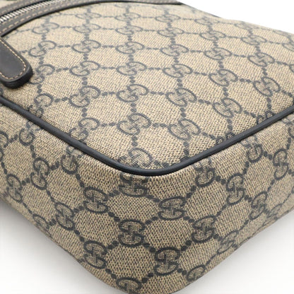 Gucci GG Plus Supreme Shoulder Bag Pochette Crossbody Leather Navy Beige Silver — view 3