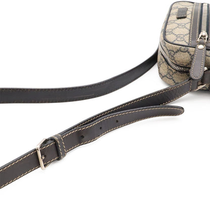 Gucci GG Plus Supreme Shoulder Bag Pochette Crossbody Leather Navy Beige Silver — view 4