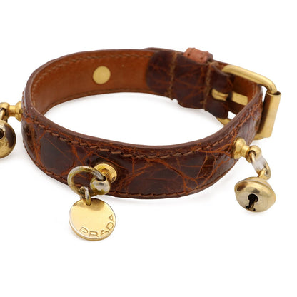 Prada Belt Bracelet Bangle Bell Motif Charm Croco — view 3
