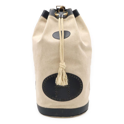 Hermes Lunch Logo Perforated Shoulder Bag Drawstring Toilette Ash Box Calf