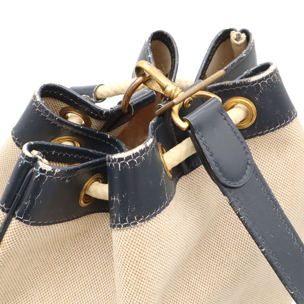 Hermes Lunch Logo Perforated Shoulder Bag Drawstring Toilette Ash Box Calf — view 4