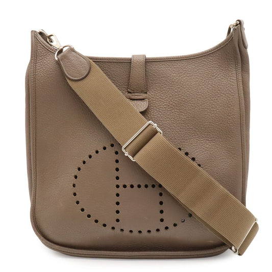 Hermes Evelyne 3 III GM Shoulder Bag Crossbody Togo Leather Etoupe Gray Silver