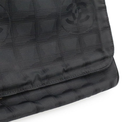 Chanel New Travel Line Messenger Bag Crossbody Nylon Jacquard Black Gold — view 8