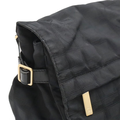 Chanel New Travel Line Messenger Bag Crossbody Nylon Jacquard Black Gold — view 7