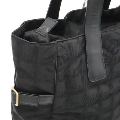 Chanel New Travel Line Tote GM Shoulder Bag Nylon Jacquard Leather Black — view 4
