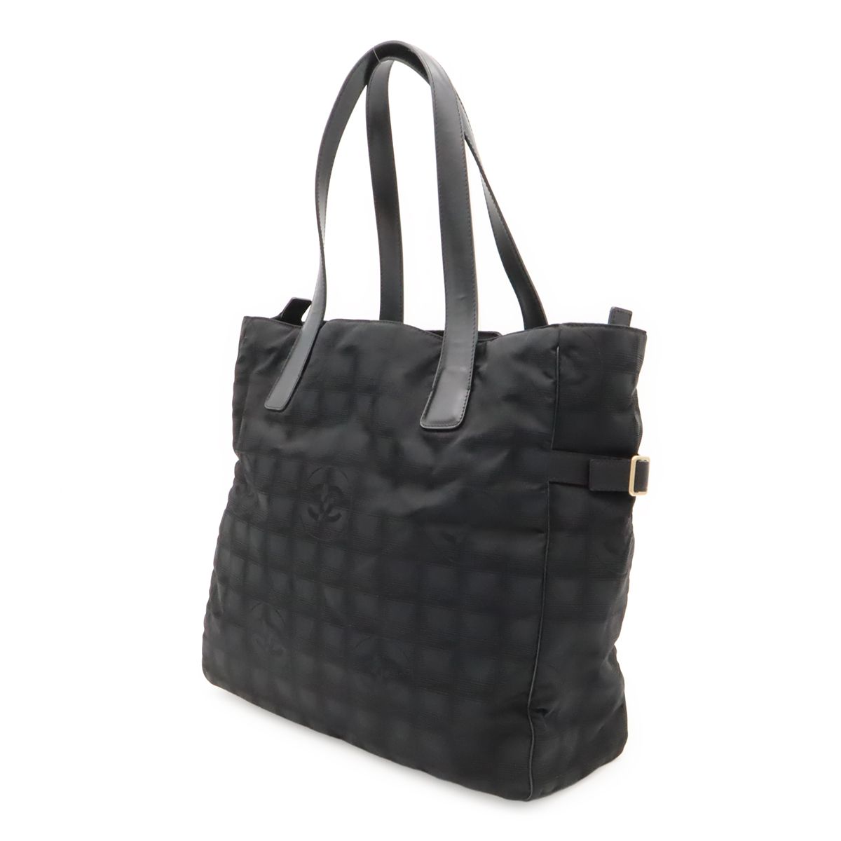 Chanel New Travel Line Tote GM Shoulder Bag Nylon Jacquard Leather Black — view 2