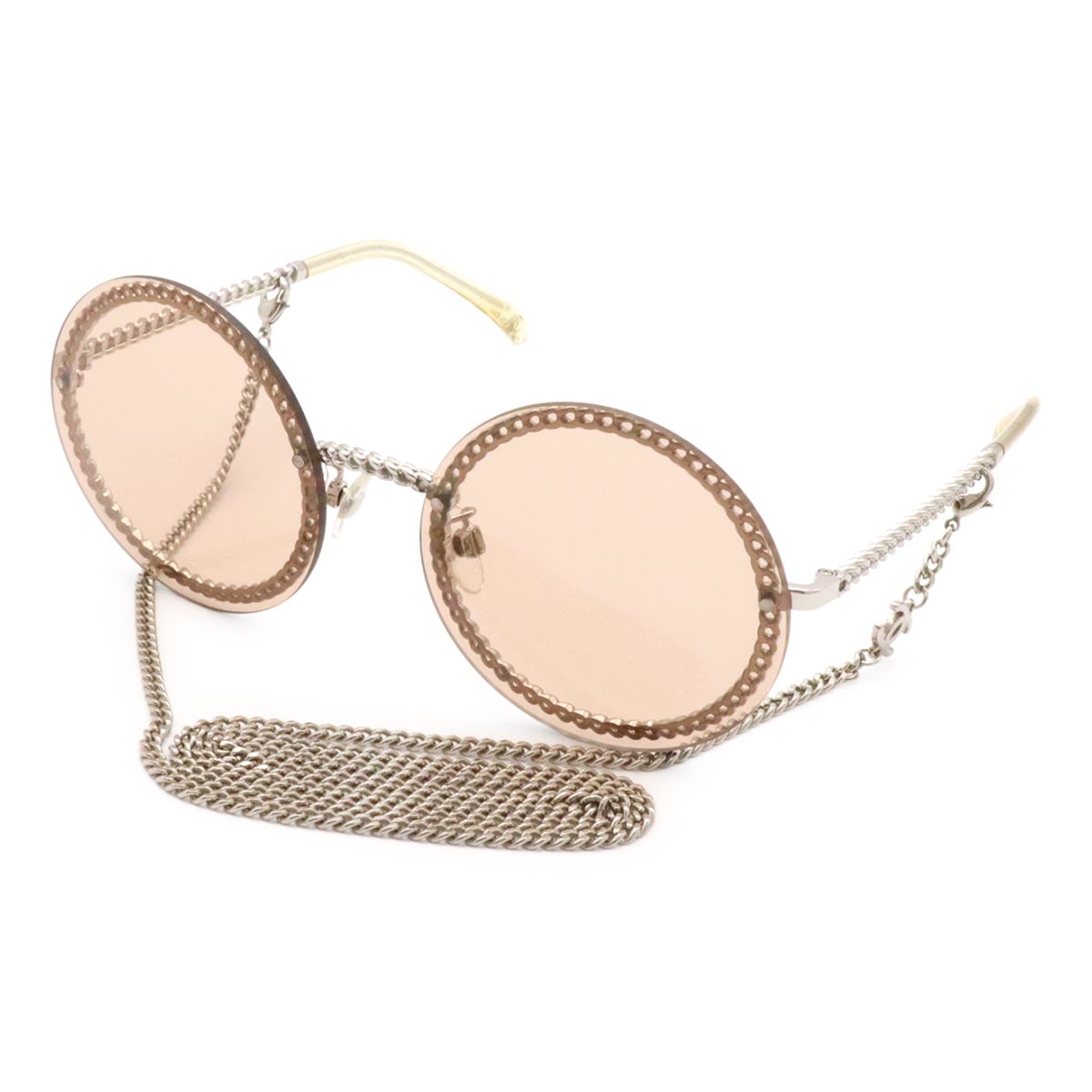 Chanel Glass Chain Sunglasses Round Eyewear