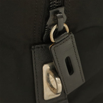 Prada Triangle Logo Boston Bag Purse Nylon Leather Nero Black Silver — view 7