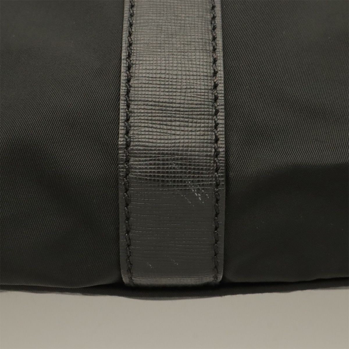 Prada Triangle Logo Boston Bag Purse Nylon Leather Nero Black Silver — view 5