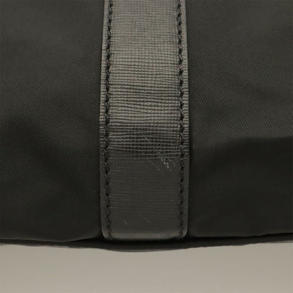 Prada Triangle Logo Boston Bag Purse Nylon Leather Nero Black Silver — view 5