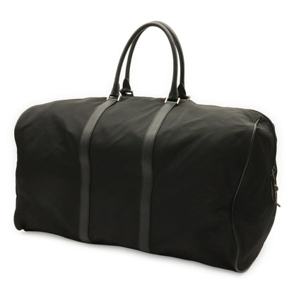 Prada Triangle Logo Boston Bag Purse Nylon Leather Nero Black Silver — view 2