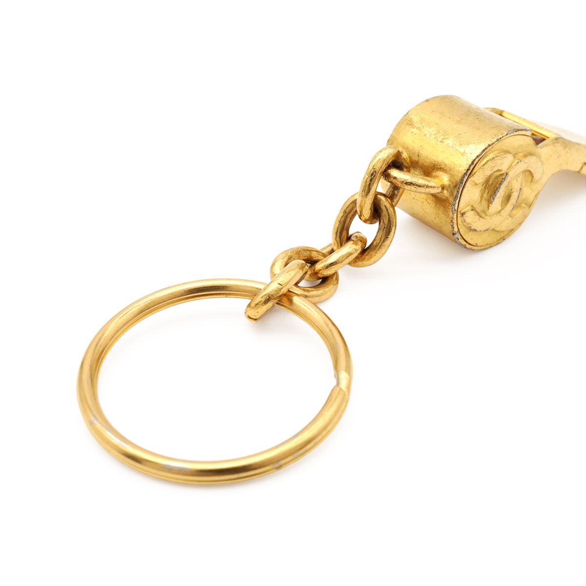 Chanel Whistle CC Logo CC Mark Vintage Key Ring Key Holder Bag Charm Gold Plated — view 5