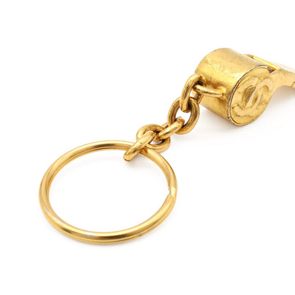 Chanel Whistle CC Logo CC Mark Vintage Key Ring Key Holder Bag Charm Gold Plated — view 5