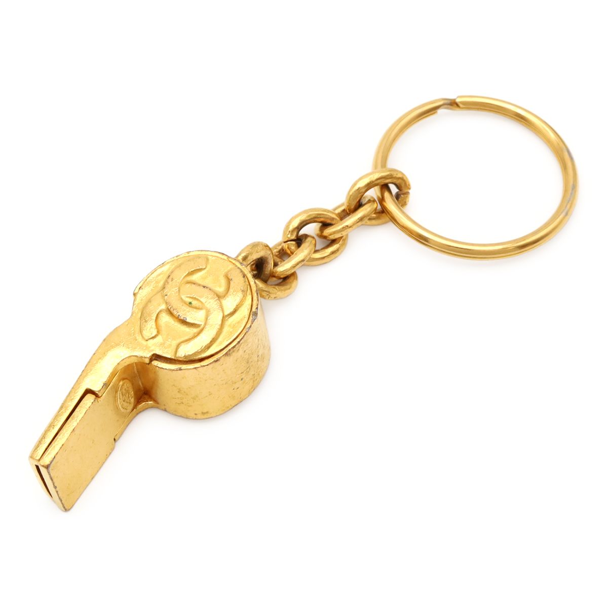 Chanel Whistle CC Logo CC Mark Vintage Key Ring Key Holder Bag Charm Gold Plated — view 2