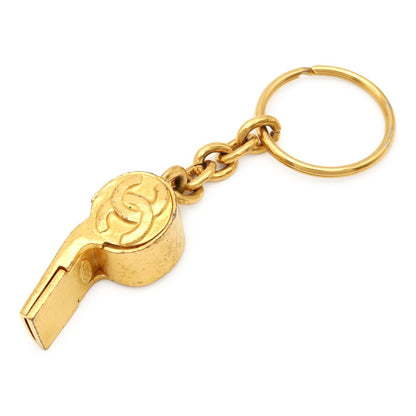Chanel Whistle CC Logo CC Mark Vintage Key Ring Key Holder Bag Charm Gold Plated — view 2
