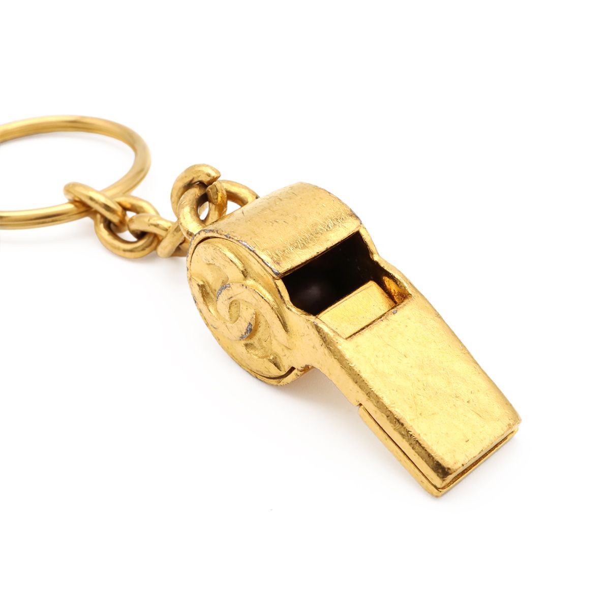 Chanel Whistle CC Logo CC Mark Vintage Key Ring Key Holder Bag Charm Gold Plated — view 3