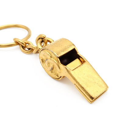 Chanel Whistle CC Logo CC Mark Vintage Key Ring Key Holder Bag Charm Gold Plated — view 3