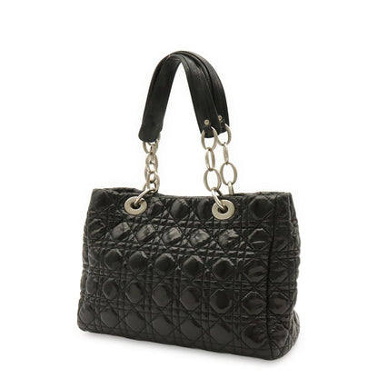 Dior Cannage Tote Enamel Black Silver — view 2