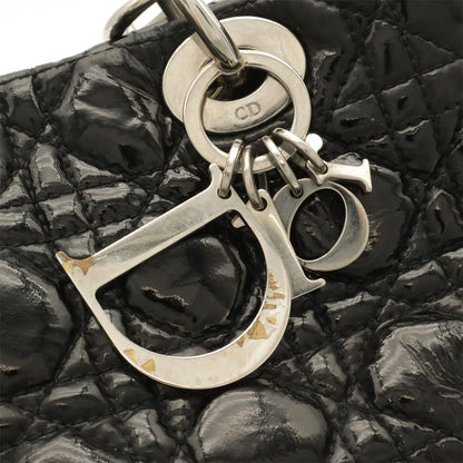 Dior Cannage Tote Enamel Black Silver — view 4