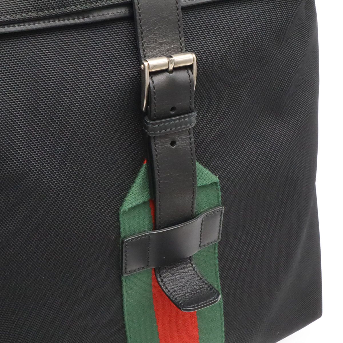 Gucci Band Techno Canvas Web Line Sherry Backpack Leather Black Green — view 8