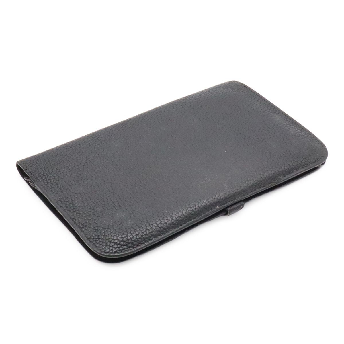 Hermes Dogon Duo GM Wallet fold Togo Leather Black Gold Coin Case — view 2