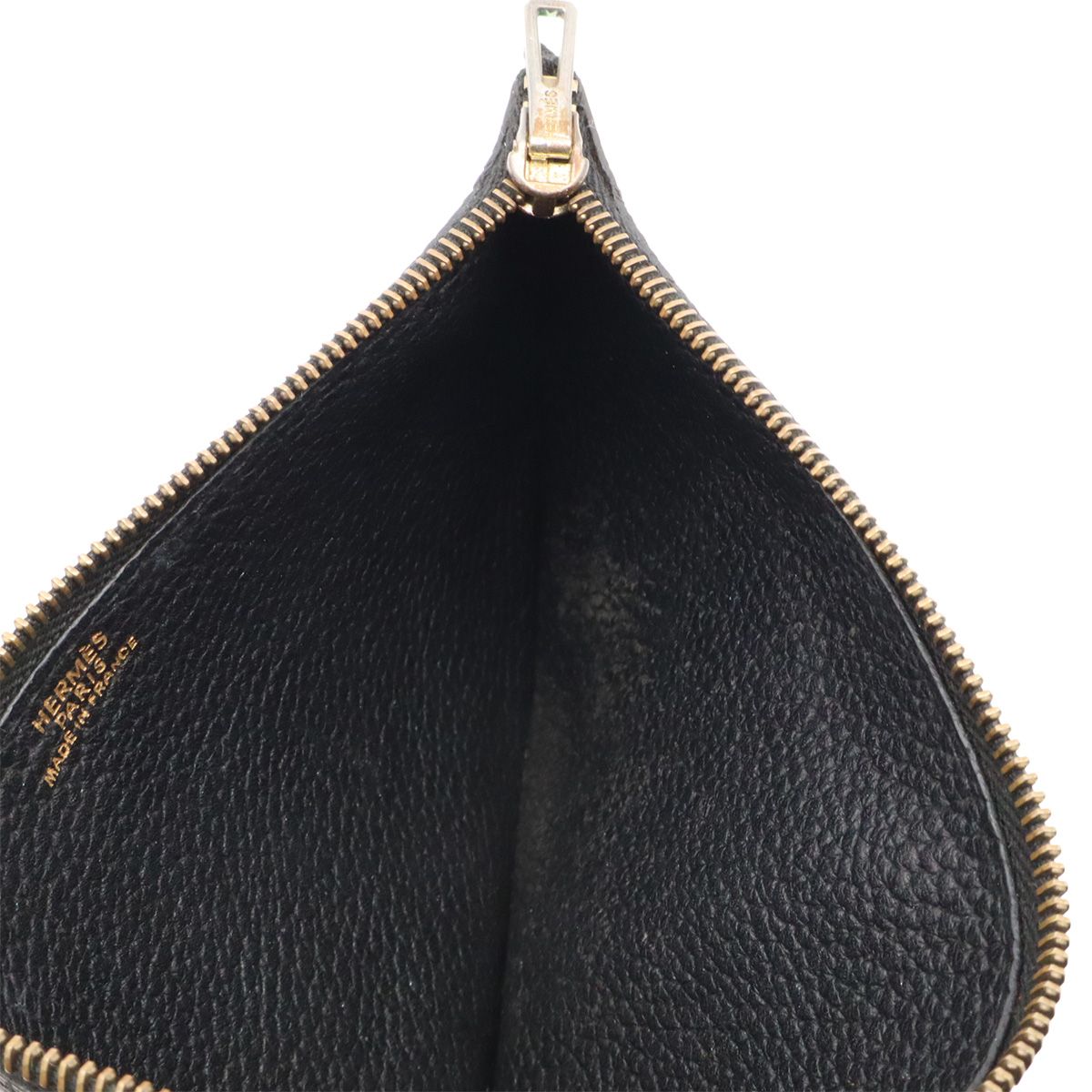 Hermes Dogon Duo GM Wallet fold Togo Leather Black Gold Coin Case — view 9