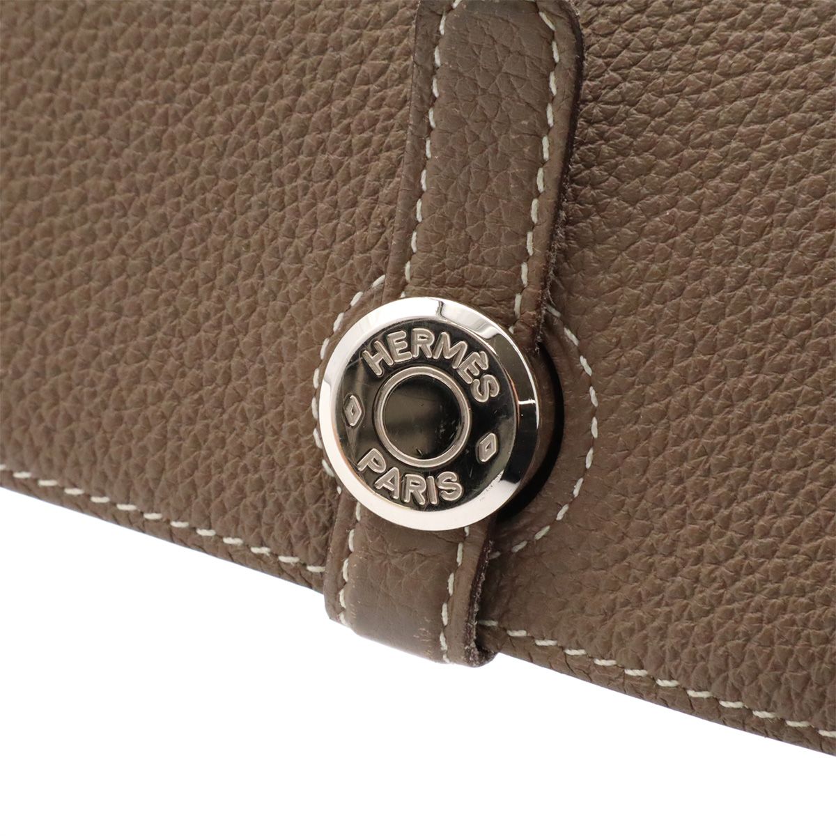 Hermes Dogon Recto Verso Long 2 Fold Wallet Bifold Togo Leather Etoupe Gray — view 4