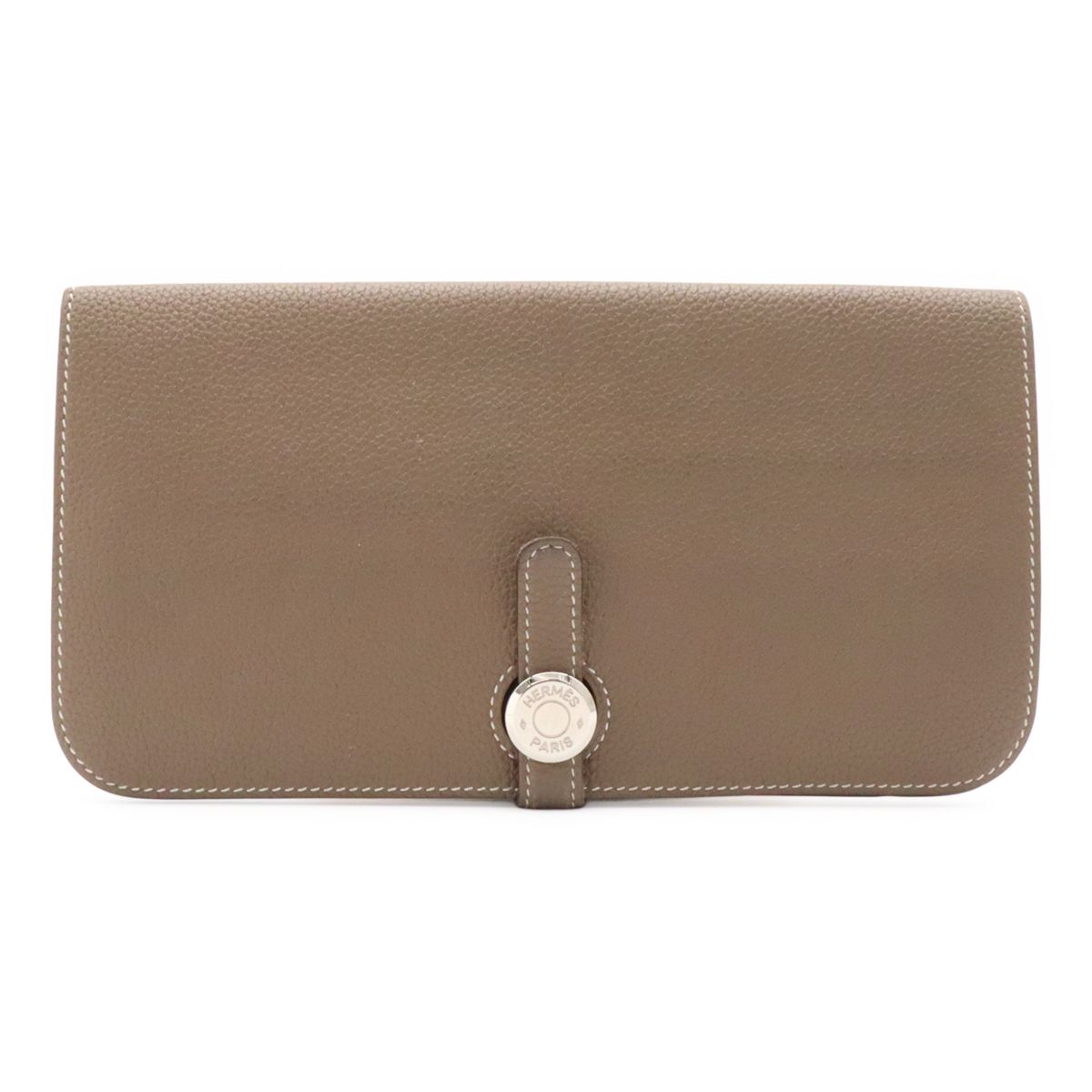 Hermes Dogon Recto Verso Long 2 Fold Wallet Bifold Togo Leather Etoupe Gray