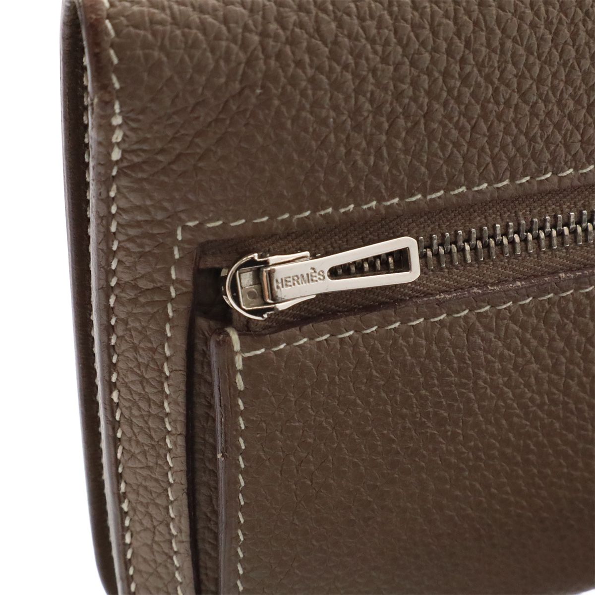 Hermes Dogon Recto Verso Long 2 Fold Wallet Bifold Togo Leather Etoupe Gray — view 5
