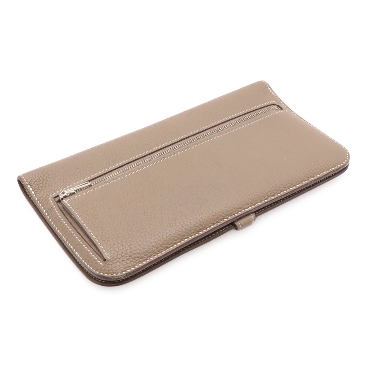 Hermes Dogon Recto Verso Long 2 Fold Wallet Bifold Togo Leather Etoupe Gray — view 2