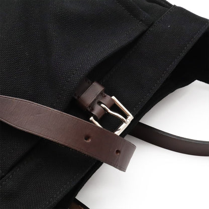 Hermes Marwari PM Shoulder Bag Canvas Leather Black Dark Brown — view 6