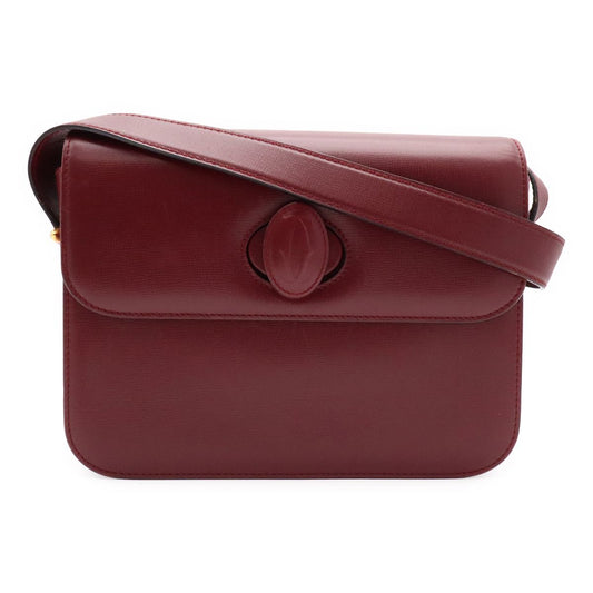 Cartier Must Line Shoulder Bag Leather Bordeaux Red Gold