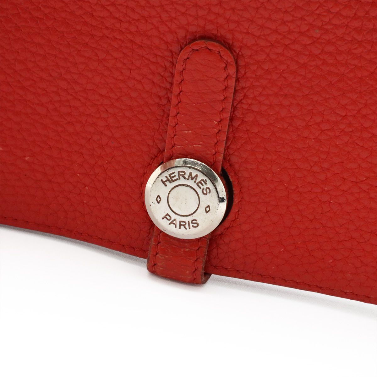 Hermes Dogon Lecto Verso Long 2 Fold Wallet Bifold Togo Leather Vermillion — view 4