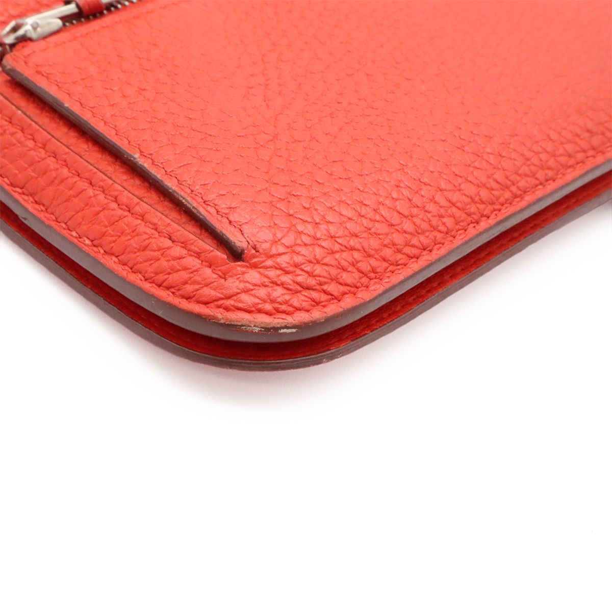 Hermes Dogon Lecto Verso Long 2 Fold Wallet Bifold Togo Leather Vermillion — view 3