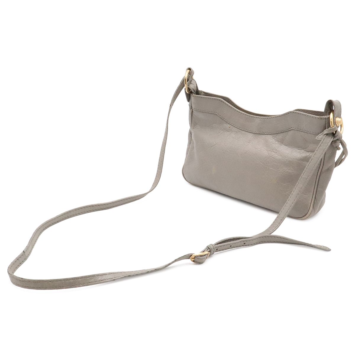 Balenciaga Giant Hip Shoulder Bag Pochette 2-Way Clutch Leather Gray with Mirror — view 2