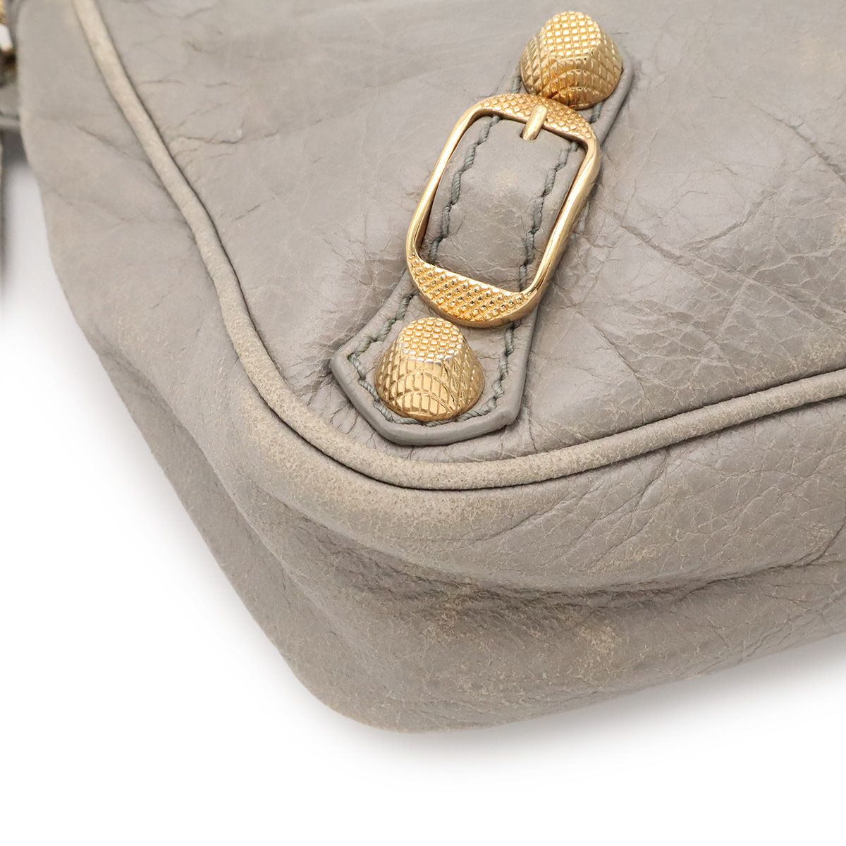 Balenciaga Giant Hip Shoulder Bag Pochette 2-Way Clutch Leather Gray with Mirror — view 3